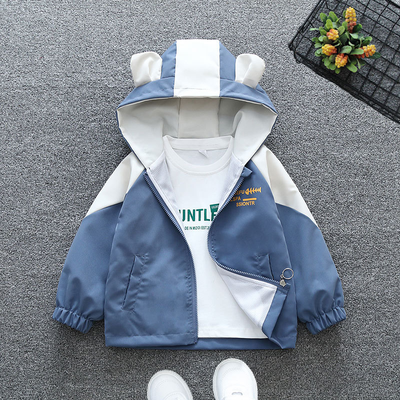 Designer Children's cartoon jacket 2025 new yellow windbreaker children's hooded casual spring and autumn collection free shipping