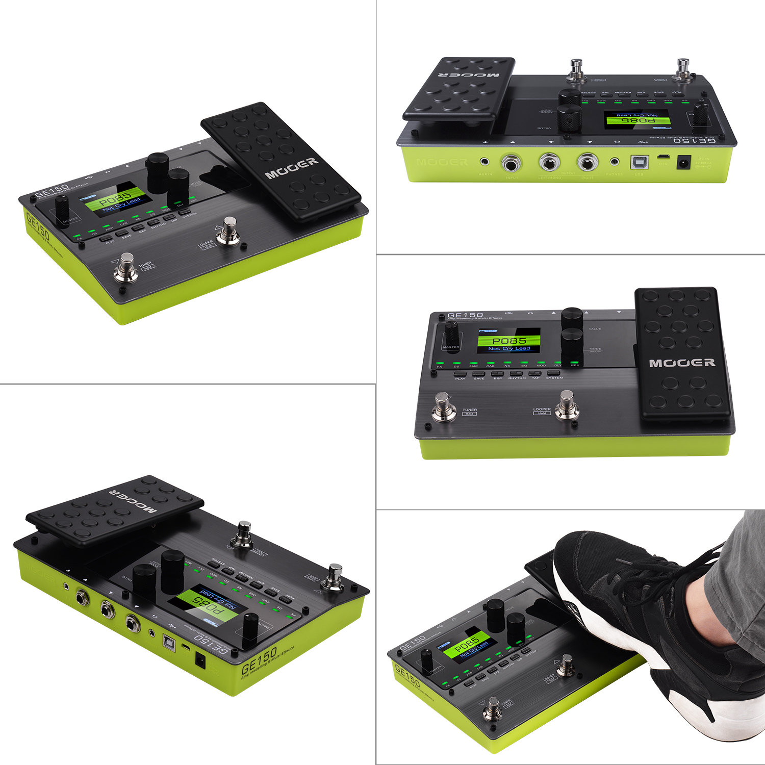 MOOER GE150 Guitar Pedal Amp Modelling&Multi Effects Pedal 55 Amplifier Models 80s Looper Guitar Effect Pedal Guitar Accessories