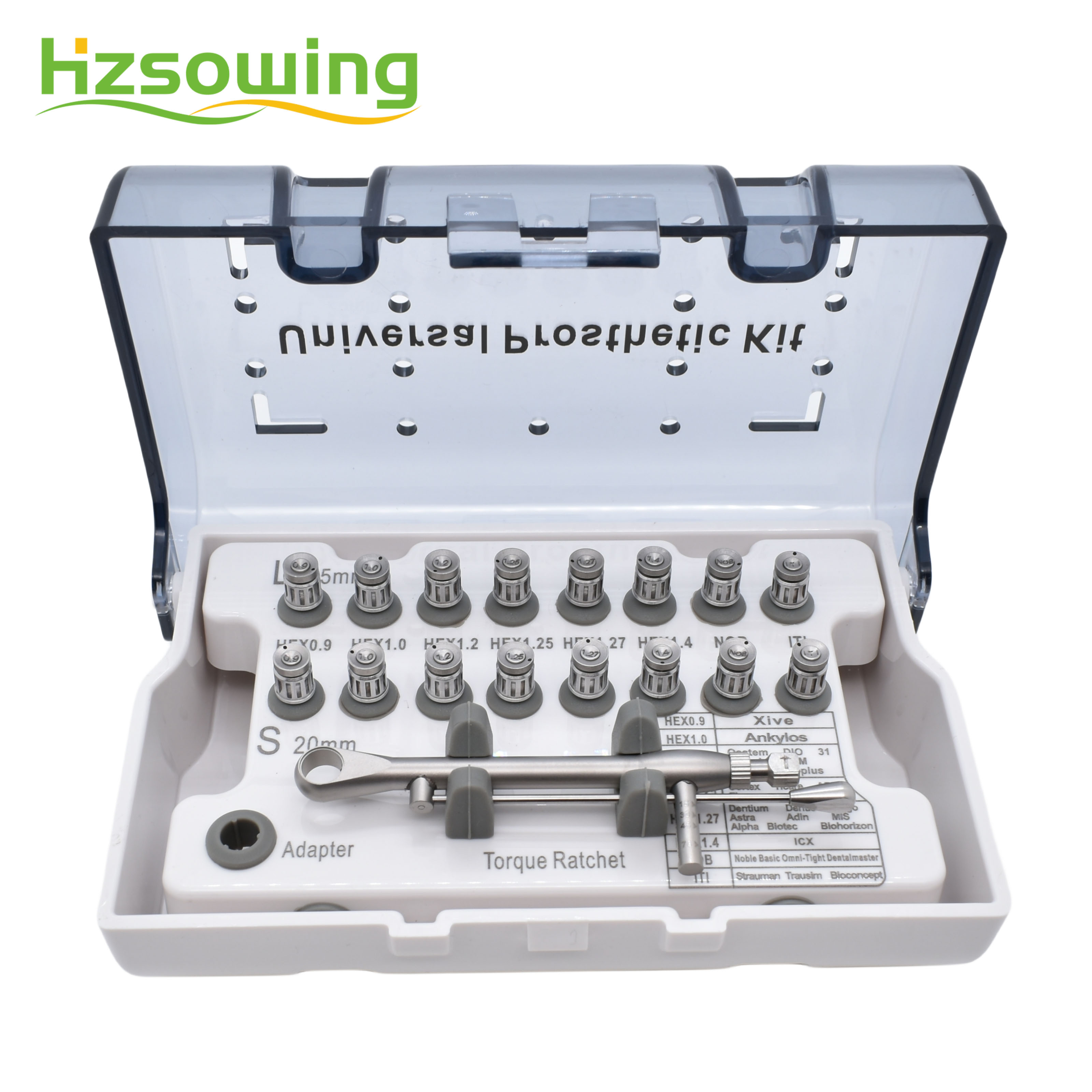 Dental Universal Implant Dentistry Tools Screwdriver WrenchDental Implant Torque Wrench Ratchet 10-70NCM with Drivers & Wrench