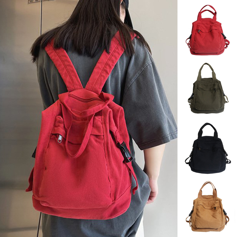 Women Backpack Canvas Girl Fabric School Bag New College Student Vintage Female Laptop Bag Travel Kawaii Ladies Backpack