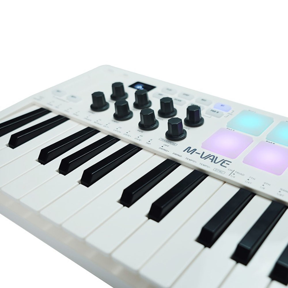 M-VAVE 25-Key USB MIDI Controller 8 RGB Drum Pads Bluetooth Backlit Trigger Pads SMK25 Midi Keyboard Controller 6.35mm Pedal