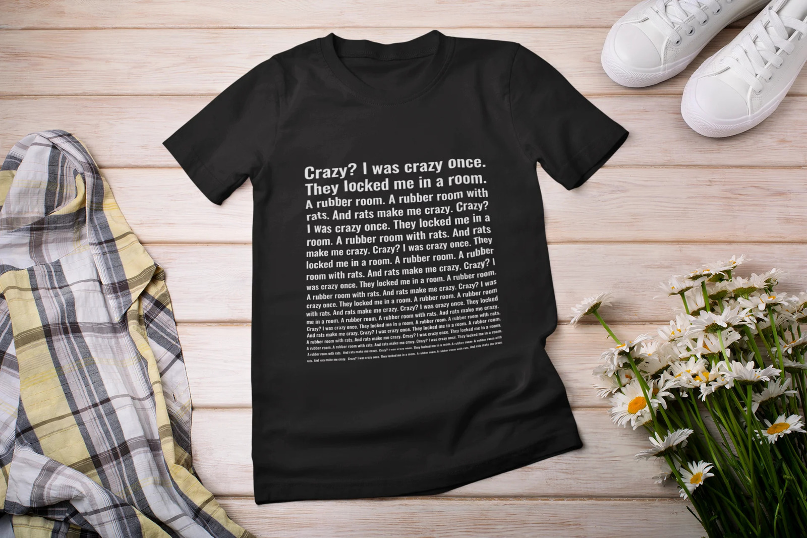 Crazy I Was Crazy Once T Shirt Funny Meme Trend Y2k Streetwears 100% Cotton Unisex O-neck T-shirts For Men Women EU Size 240321