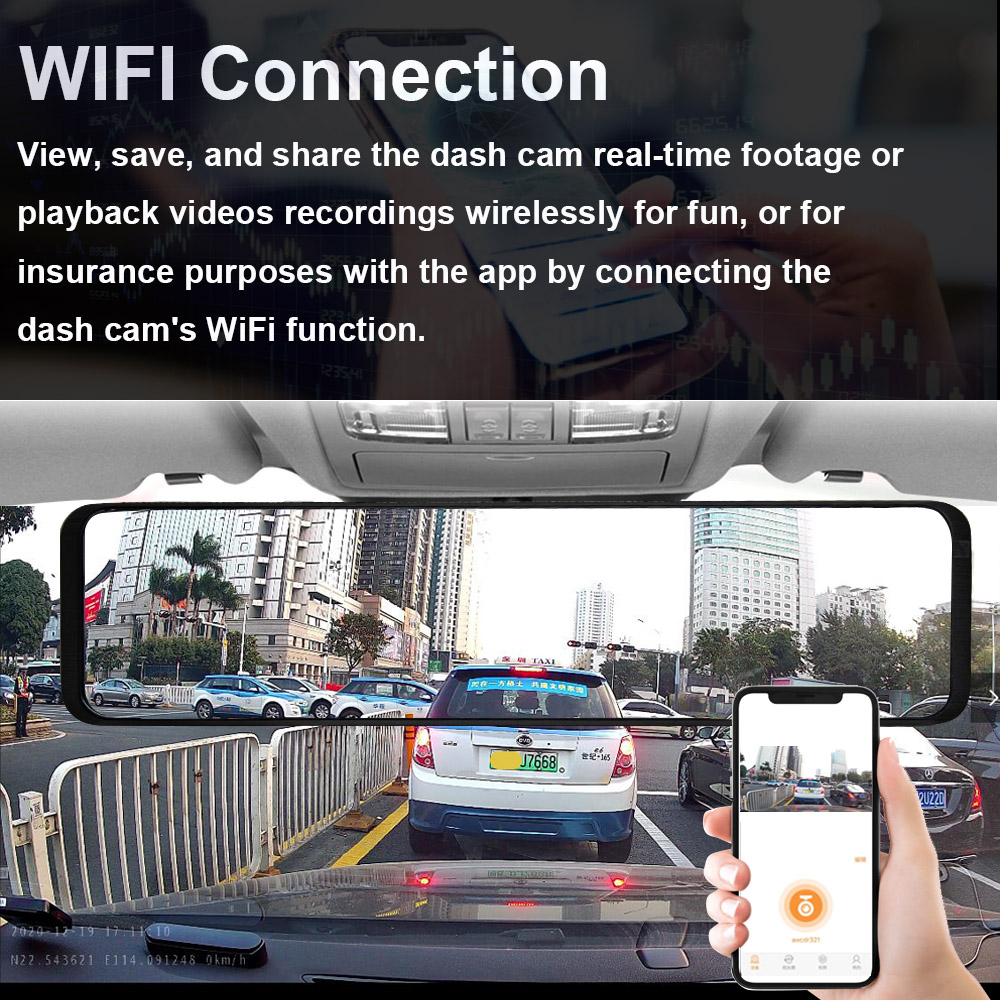 HGDO D566 12" WIFI Car DVR 4K 3840*2160P Dash Cam Sony IMX415 Rear View Mirror GPS Car Camera 1080P Video Recorder Registrar
