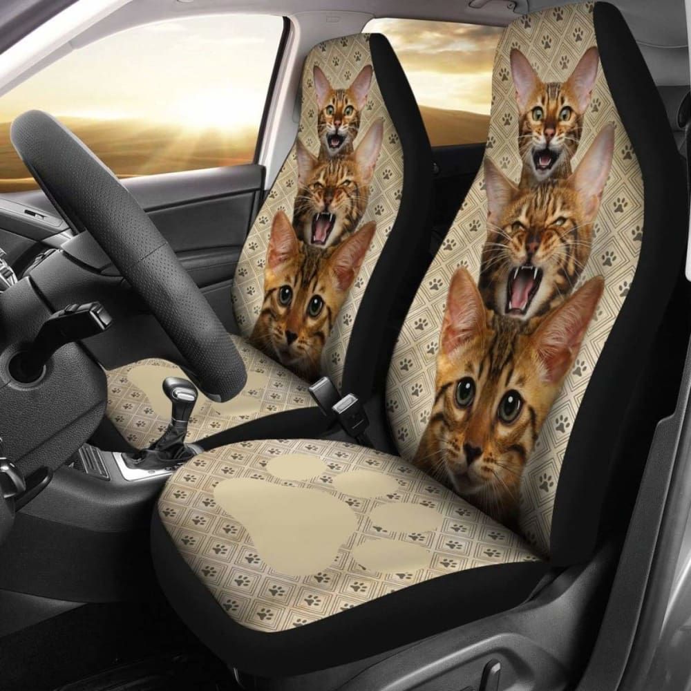 3D Animal Printing Full Set Car Seat Covers fit Most Cars Cute Cat Pets Pattern Vehicle Seat Covers Front