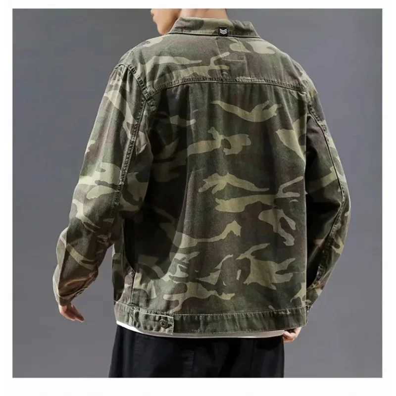 Camouflage jacket mens spring and autumn thin aviation sports jacket fashionable flight pattern denim mens W241111