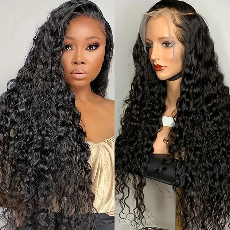 Fashion human hair lace front wigs long curly hair African small curly synthetic fiber headpiece wig