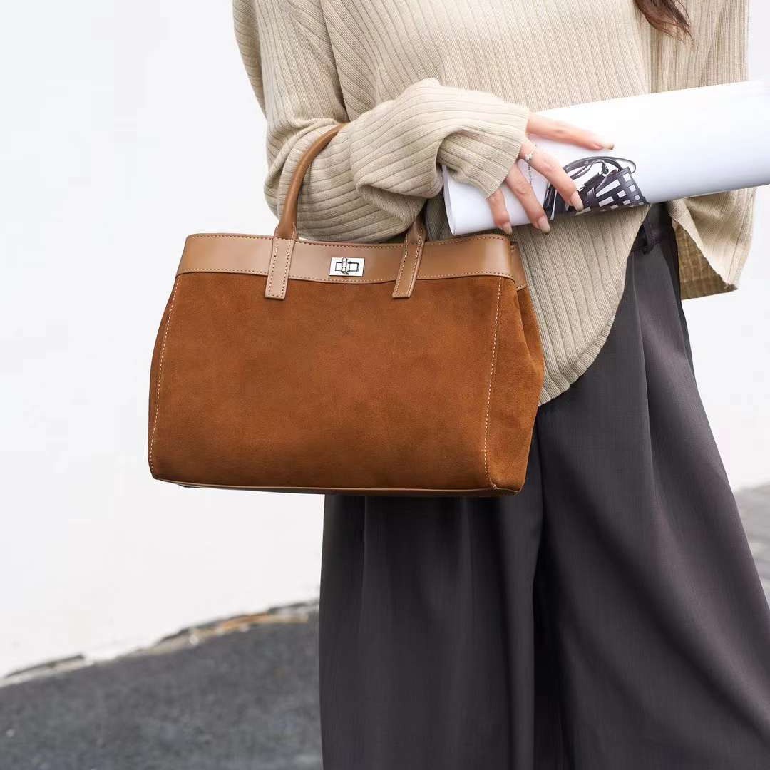 Patchwork Genuine Handbag Women Real Cow Leather Tote Fashion Ladies Shoulder Or Crossbody Bag Genuine Leather Zipper Style BagVoyage