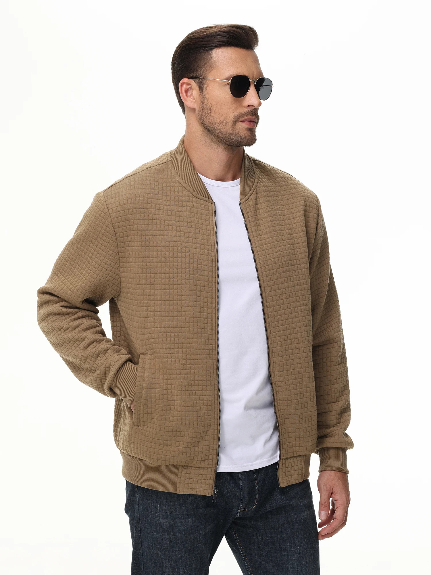 Mens Casual Zipup Plaid Hoodie Jackets Coats Spring Autumn Streetwear Sweatshirt Standing Collar Clothing for Men 241108