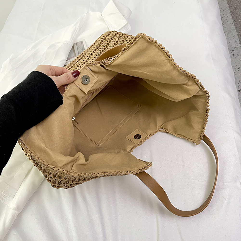 Summer Straw Bags for Women Shoulder Bags Handbags Rattan Woven Top Handle Bag Hollow Raffia Crochet Beach Bag Casual Totes 2023