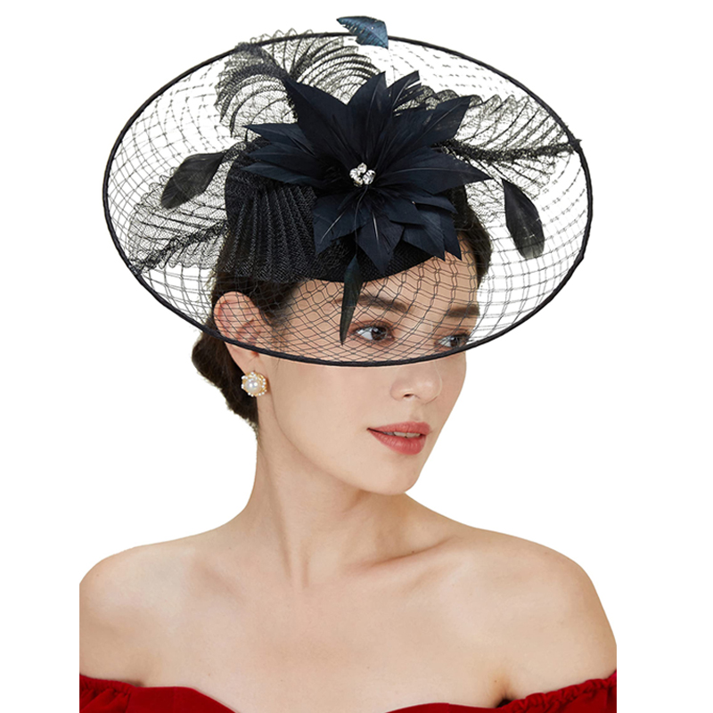 Big Tea Party Fascinator Hat Kentucky Derby Headband Flower Pillbox Hat Headwear Fascinators for Cocktail Bridal Wedding