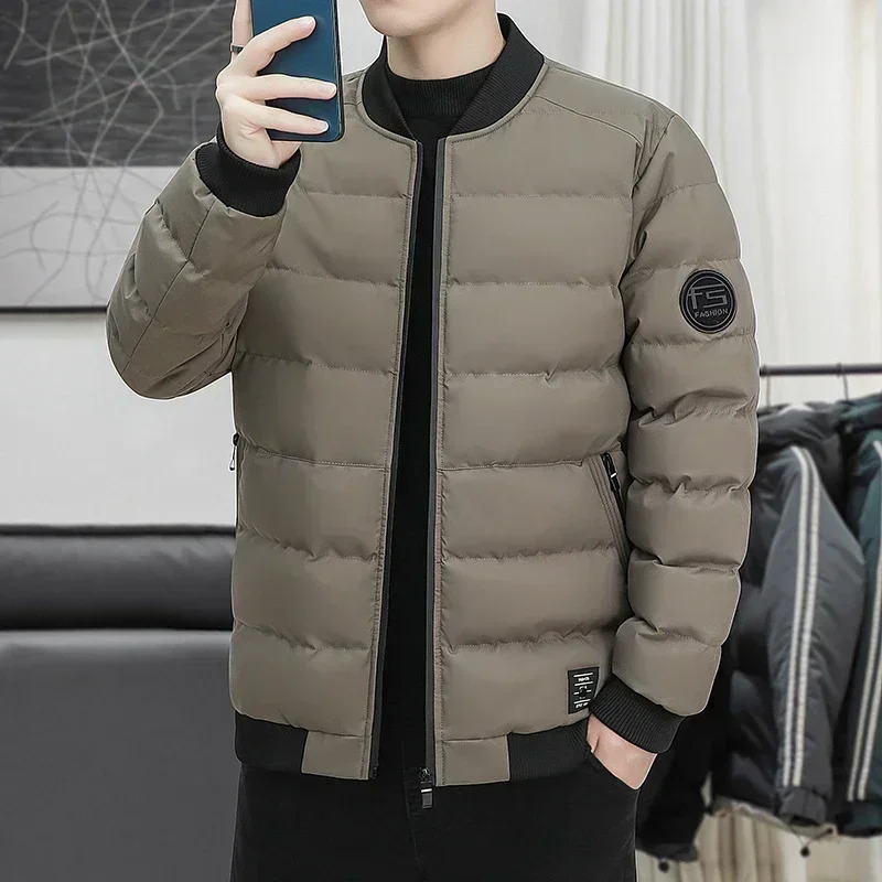 Winter Male Coat Casual Allmatch Thickened Baseball Collar Windproof Parka Men Fashion Lightweight Padded Jackets 241111
