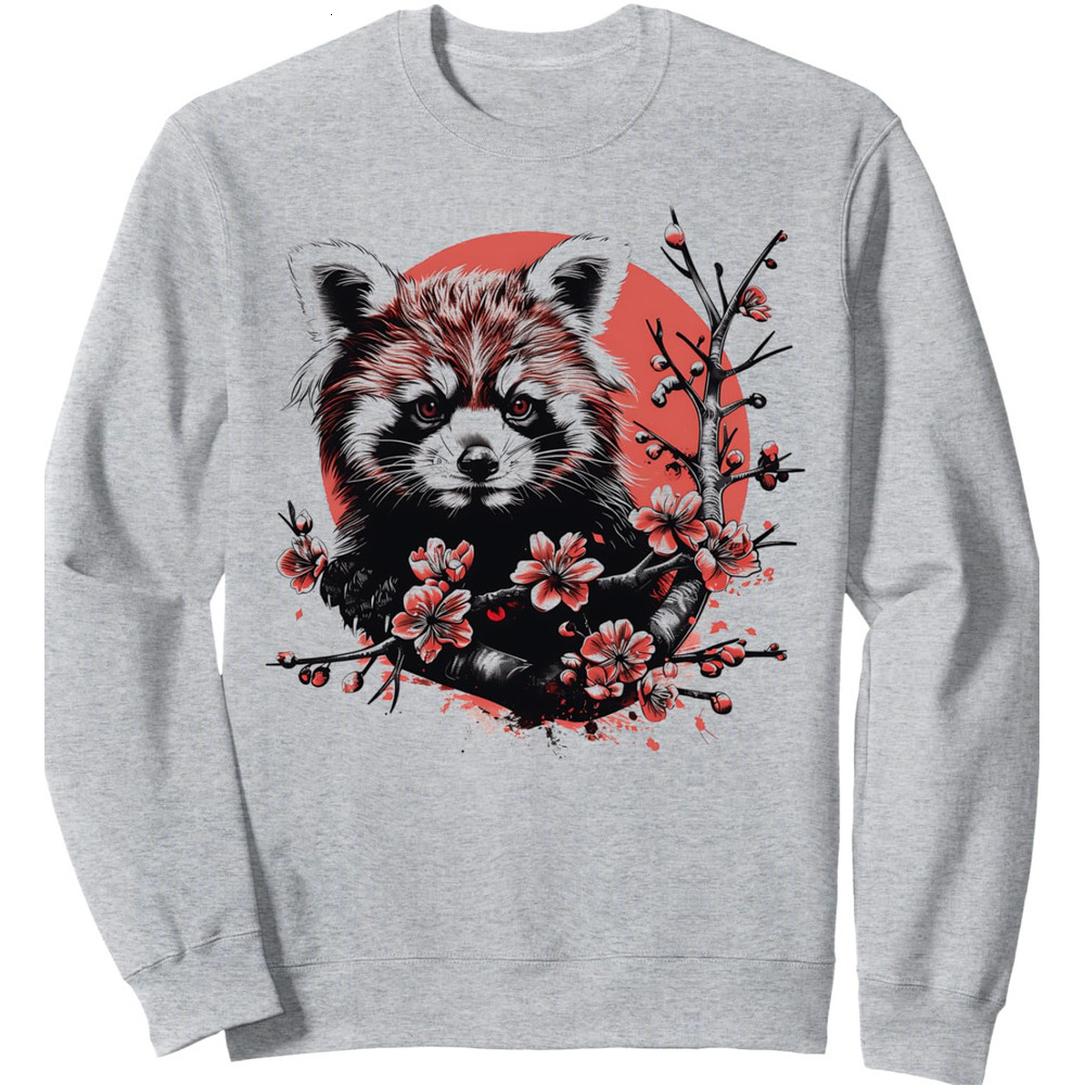 Long Sleeve Shirts for Men sweatshirt Red Panda Japanese Art Cute Kawaii Red Pandas Sweatshirt T shirt Tee Streetwear Casual tops clothes