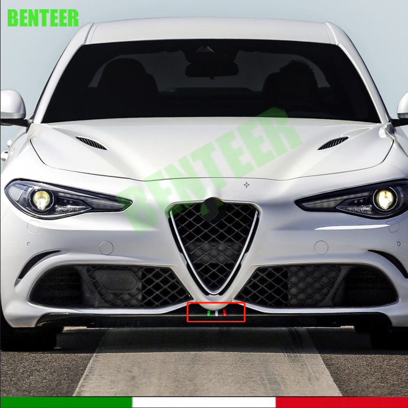 Italian Flag Car Front Grille Stickers Decals For Alfa Romeo Giulia Quadrifoglio