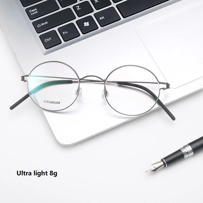 Danish unthreaded round eyeglass frame for men women ren ultra-thin gold-plated oval simple glasses 241108