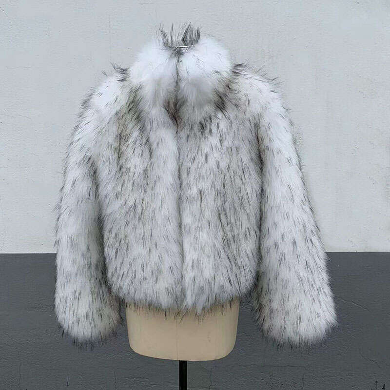 shanshi fur coat women Winter women's high-quality imitation raccoon fur coat, luxurious loose fitting hooded thick warm oversized coat