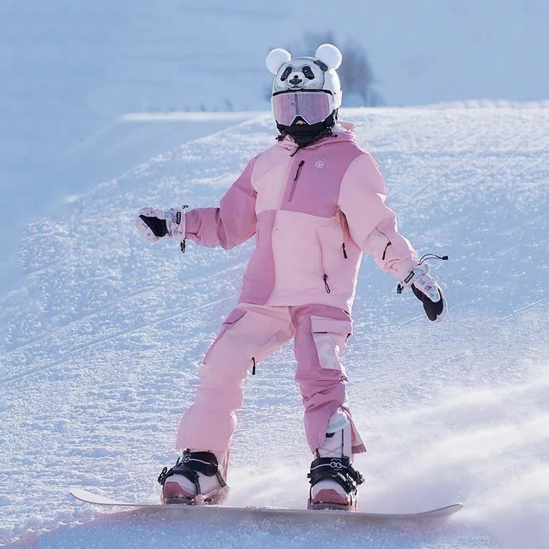 2025 New Winter Patchwork Girl Outdoor Skiing Windproof Waterproof Breathable Children Ski Set Sports Hooded Zipper Suits