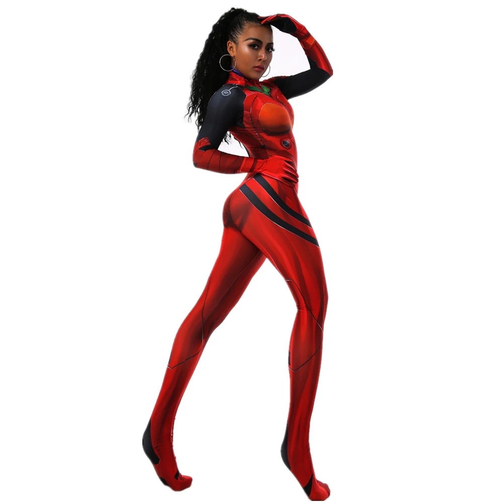 Adults Kids Anime Asuka Langley Soryu Cosplay Costume Asuka 3.0 Jumpsuits Zentai Suit Halloween Bodysuit