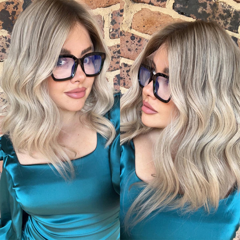Free shipping Brazilian Short Bob 13x4 Frontal Human Hair Wigs Blonde Ombre Body Wave HD Transparent Lace Front Wavys Synthetic Closure Wig for Women