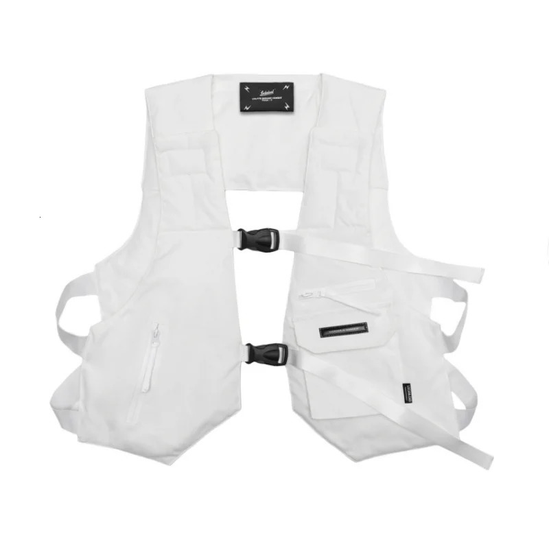 Spring Mens High Street Tactical Tank Top Y2K Punk Style Techwear Top Sleeveless Cargo Jacket Chaleco 241108