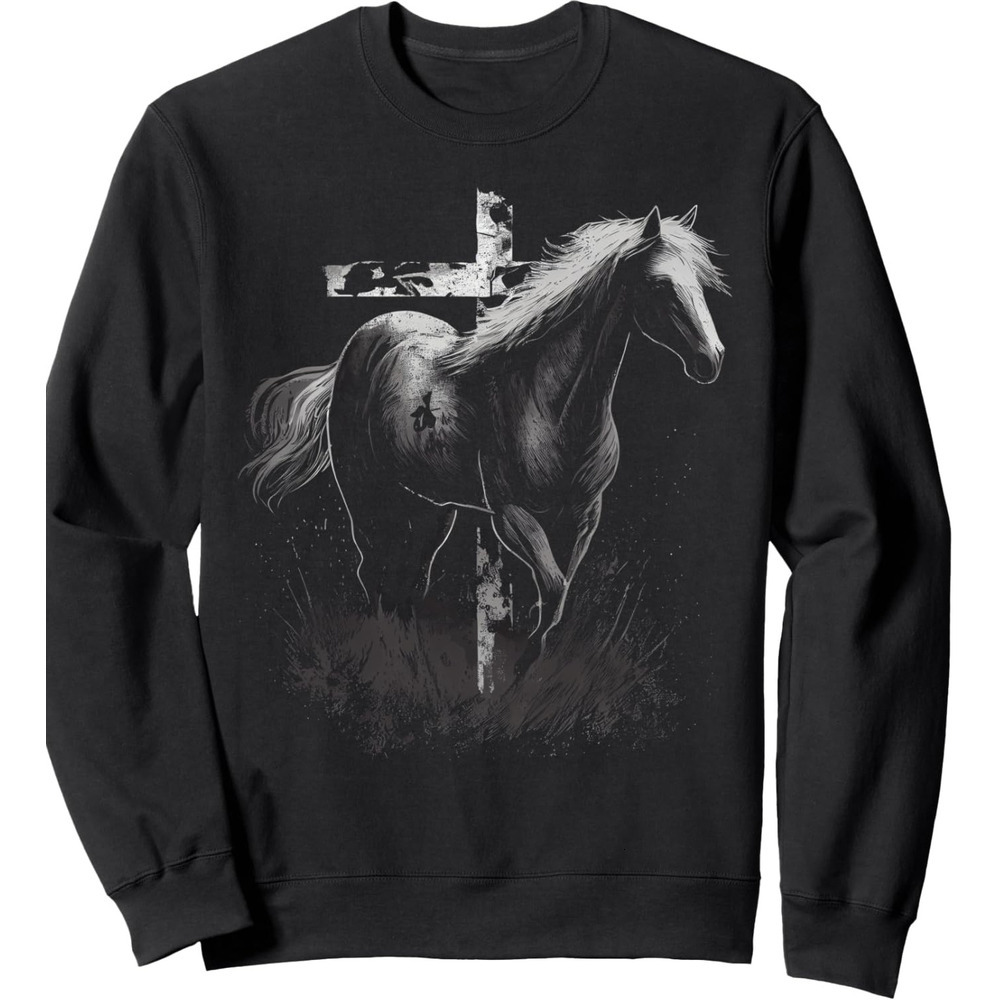 Long Sleeve Shirts for Men sweatshirt This Boy Runs On Jesus And Horses Horse Riding Equestrian Sweatshirt T shirt Tee Streetwear Casual tops clothes