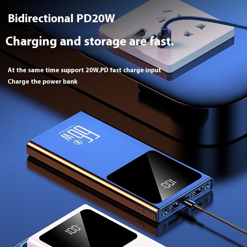 66W 20000mAh Large Capacity Power Bank Two-way Fast Charging Lightweight External Battery Portable For Mobile Phone PowerBank