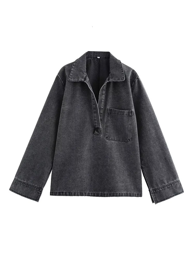 TRAF autumn Drawstring Wide Leg Pants Sets Women 2 Pieces Fashion Denim Top Suit Casual Two Piece Set Outfit 241111