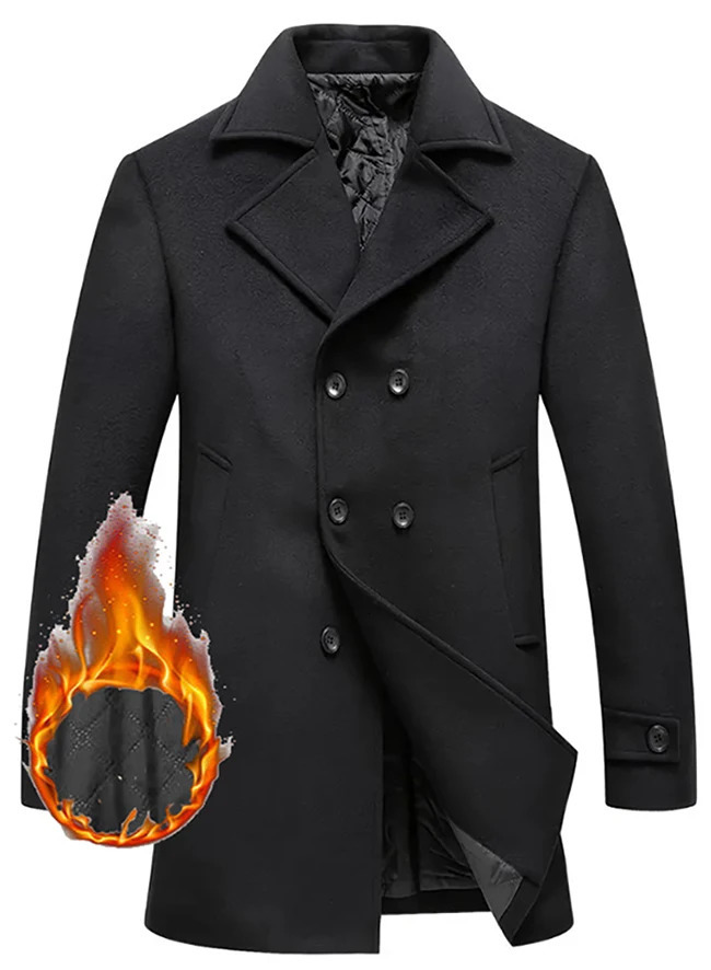 High quality autumn and winter mens woolen coat fashionable and cotton double breasted long jacket casual jacket mens clothing 241111