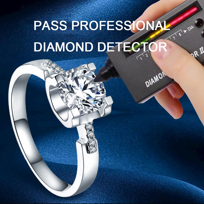 Real Moissanite Engagement Rings 1CT 2CT Sterling Silver Round Brilliant Diamond Solitaire Wedding Band Ring Bridal Jewelry