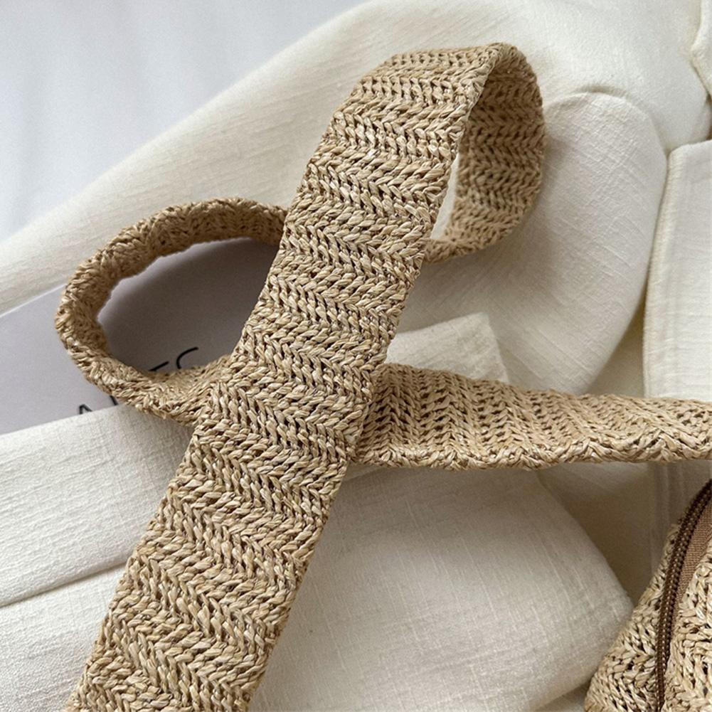 Summer Hand-Woven Handbags Handmade Ladies Woven Bag Fashion Casual Simple Portable Solid Color Elegant for Seaside Holiday