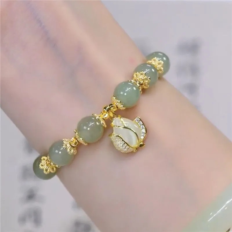 VENTFILLE Gold Color For Women's Hetian 2025 Jade new Bracelet Leaves Double Layer Jewelry Girls Gifts Dropshipping