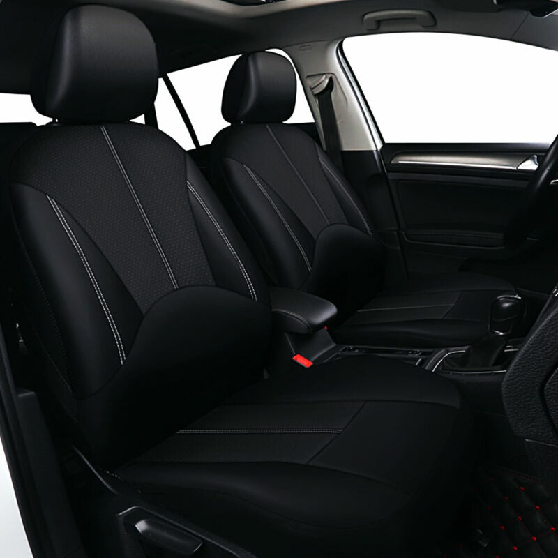9pcs/Set 5 Seater Car Seat Covers PU Leather Front&Rear Bench Seat Protectors Detachable Headrests Universal Seat Covers Beige