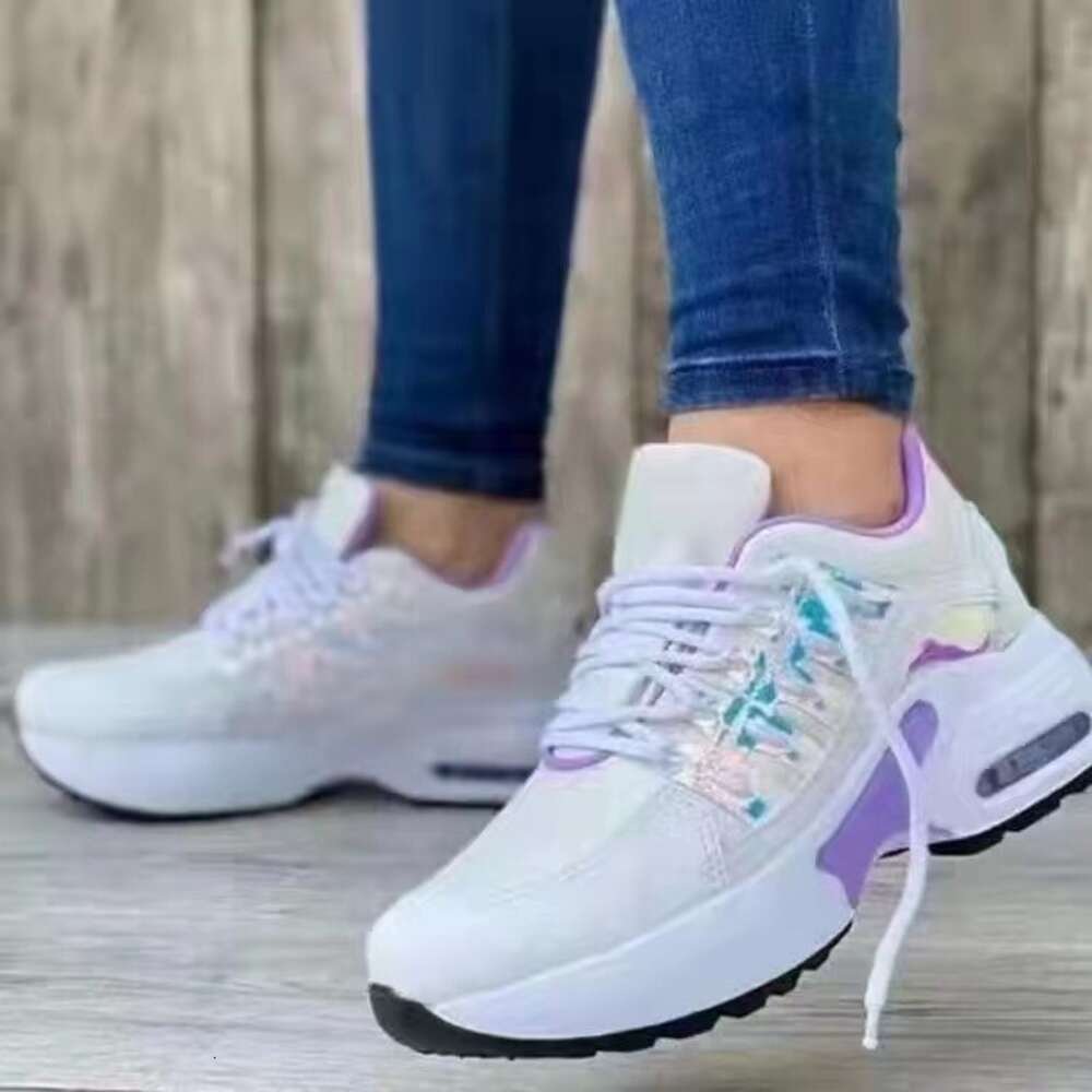 2024 New Casual Sports Flying Weaving Slope Heel Round Toe Lace Mesh Breathable Women's Shoes ddmythur