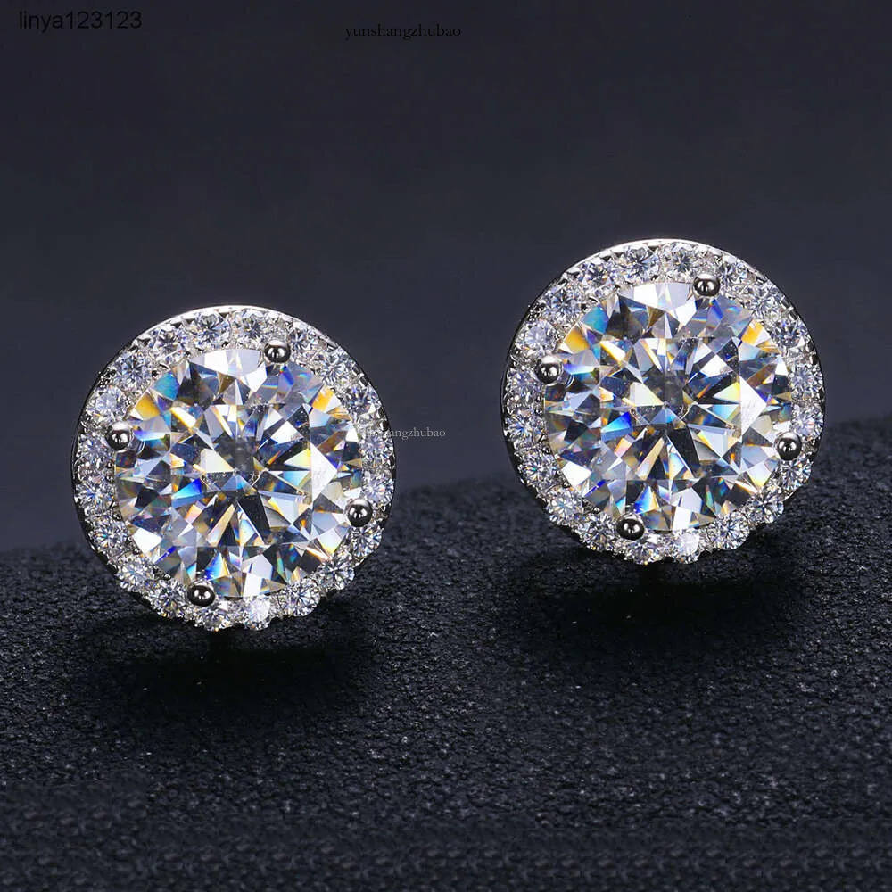 Fine Jewelry Screw Back Women Gold Plated Sterg Sier Iced Out VVS Moissanite Dia Halo Stud Earrings For Men