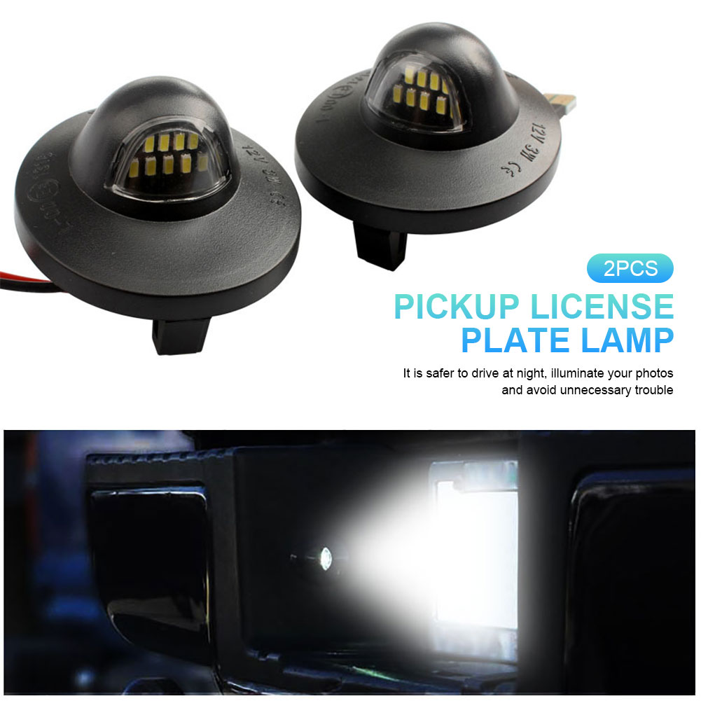 For Ford F-Series F150 F250 F350 F450 F550 2Pcs Car License Plate Light with 9 Lamp Beads Glass Fully Transparent Led Lamp 6500K