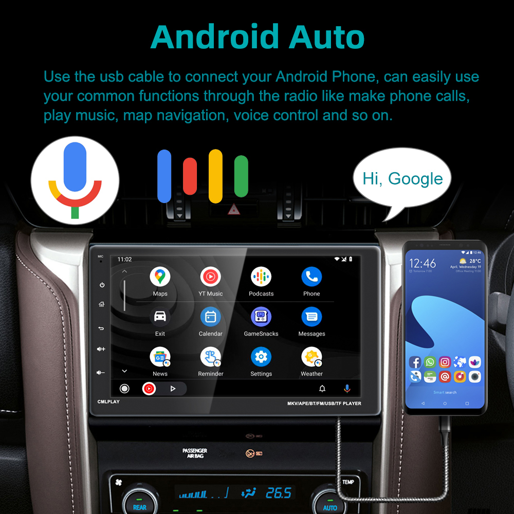 X-REAKO 9'' 1 Din Universal MP5 Stereo Phonelink Car MultiMedia Player with Bluetooth Car FM Audio Support USB LINK Carplay AUT