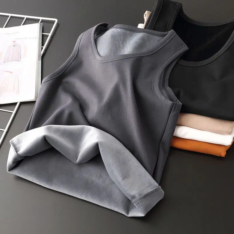 Autumn Winter Mens High Quality Thermal Underwear Tops Body Sleeveless Vest Invisible Warm Thick Underwears Top Men W22 241111