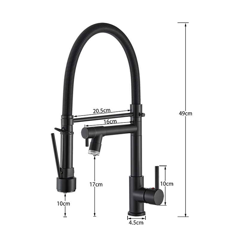 LED Kitchen Faucet Spring Pull Down Swivel Spout Spring Sink Taps Deck Mount Brass Cold Hot Water Mixer Washing Tub Crane