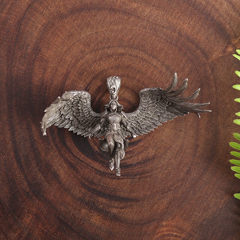 Personality Delicate Mythical Character Lucifer Black Winged Angel Pendant Necklace for Men Women Pagan Vintage Gothic Jewelry