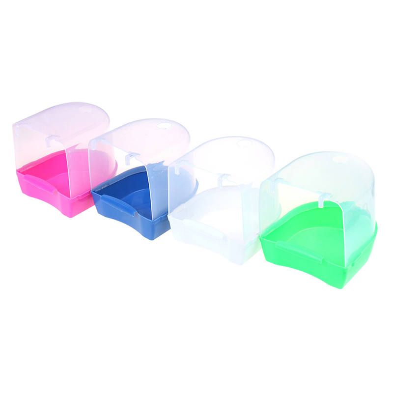 1pc Plastic Bird Water Bath Box Bathtub Parrot For Parakeet Hanging Bowl