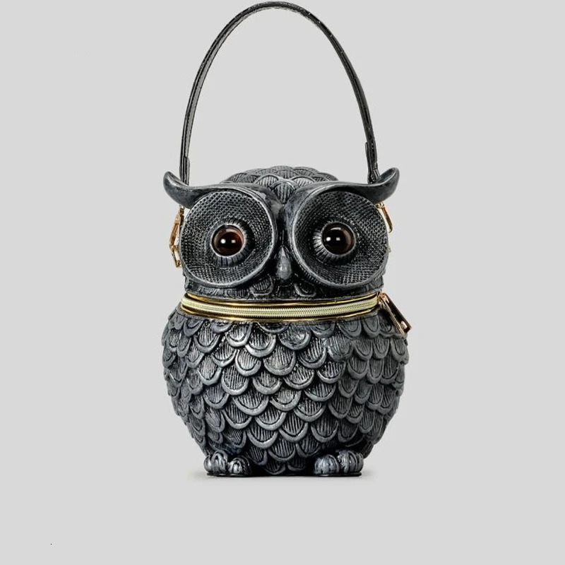 Niche Design Adult PU Relief Owl Handbag Creative Personalized Punk New Unisex Shoulder Y2k Women Men Couples Bucket Bag PU BagVoyage