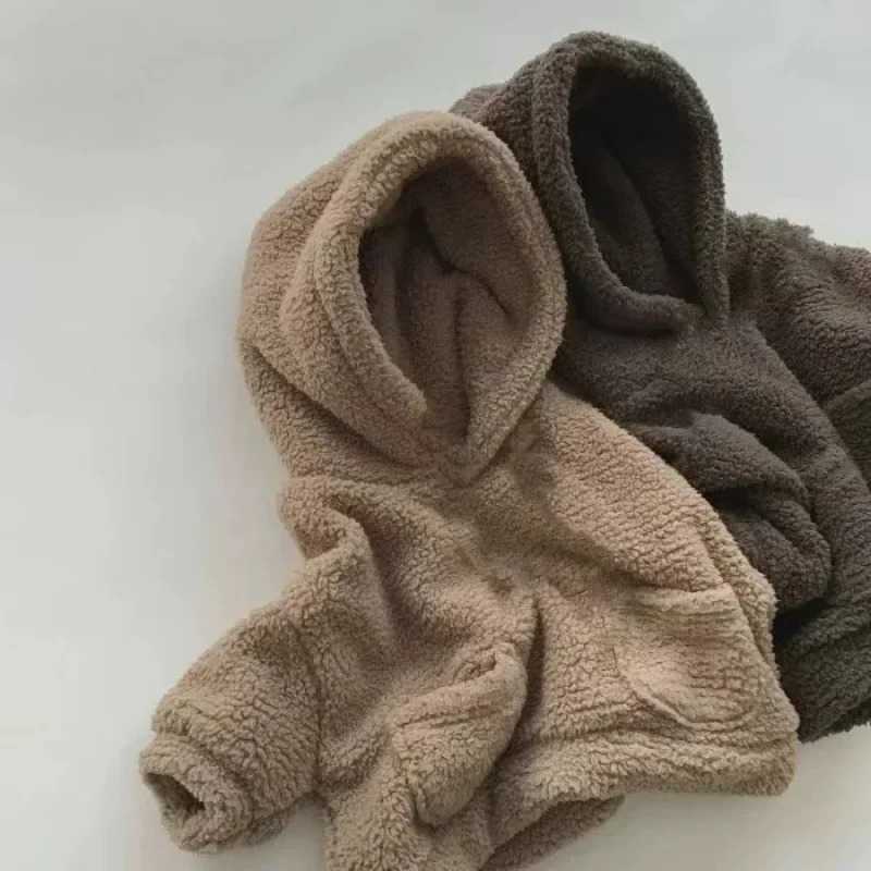 Winter Baby Plush Fleece Thicken Warm Hoodies Sets Toddler Boys Hooded Sweatshirt and Pants Set Children 2pcs Clothes Suit 241111