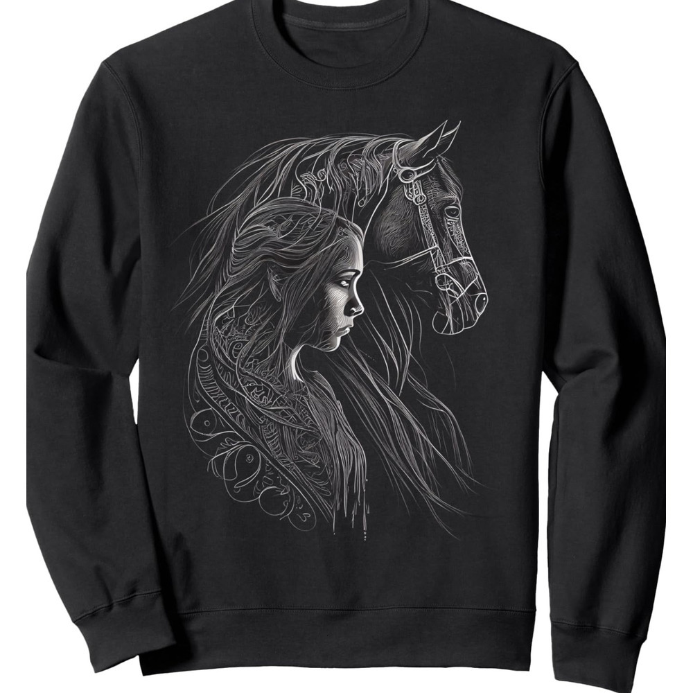 Long Sleeve Shirts for Men sweatshirt Horse Girl I Love My Horses Equestrian Horseback Riding Sweatshirt T shirt Tee Streetwear Casual tops clothes