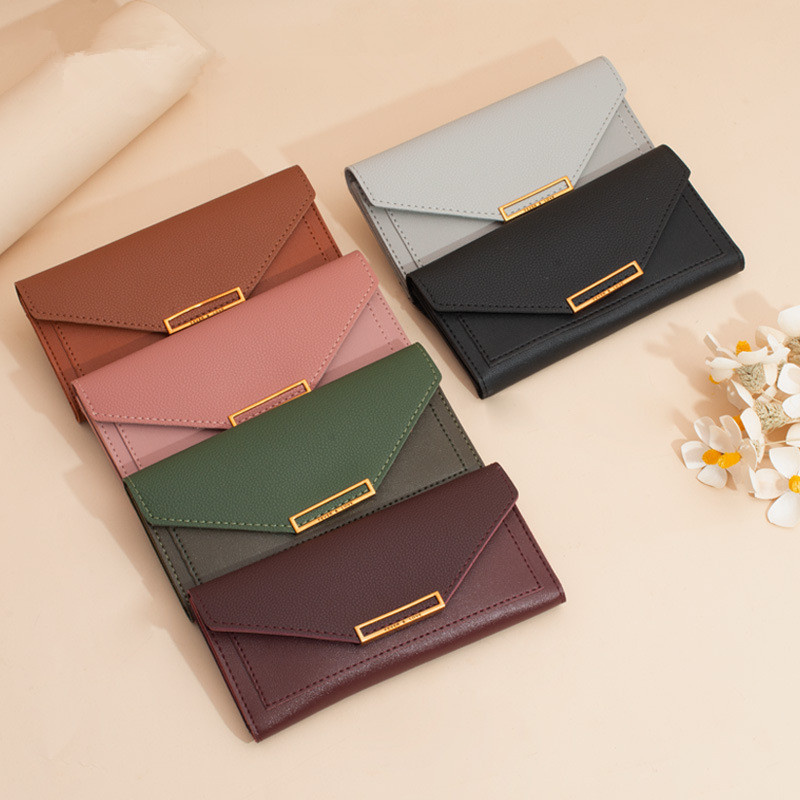 Women Long Wallets Pu leather Retro Snap Thin Purse Money Pocket ID Card Holder For Ladies Girl Female Phone Clutch Bag