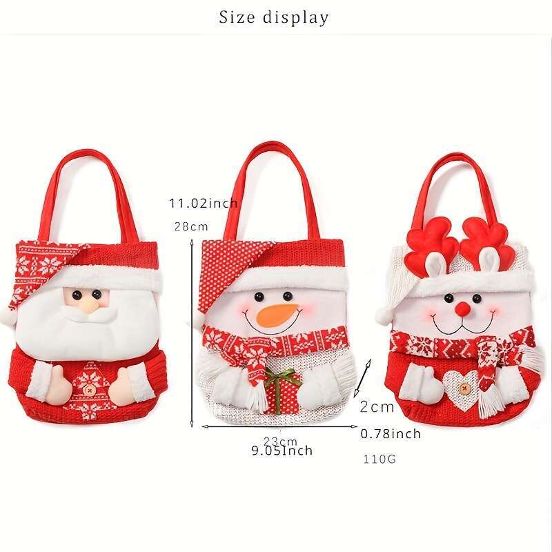 Christmas Set 3 Exquisitely Designed Themed Handbags Full Of Romantic Christmas Scenes, Warm Choice Family Friends, A Fashionable And Unique Must Have