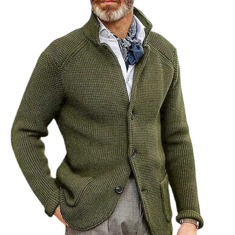 High Quality Mens Single Chest Open Knitted Jacket Autumn Winter Sweater Jacket Wenlong Sve Vertical Collar Ultra Thin Fit Sweater Top T241111
