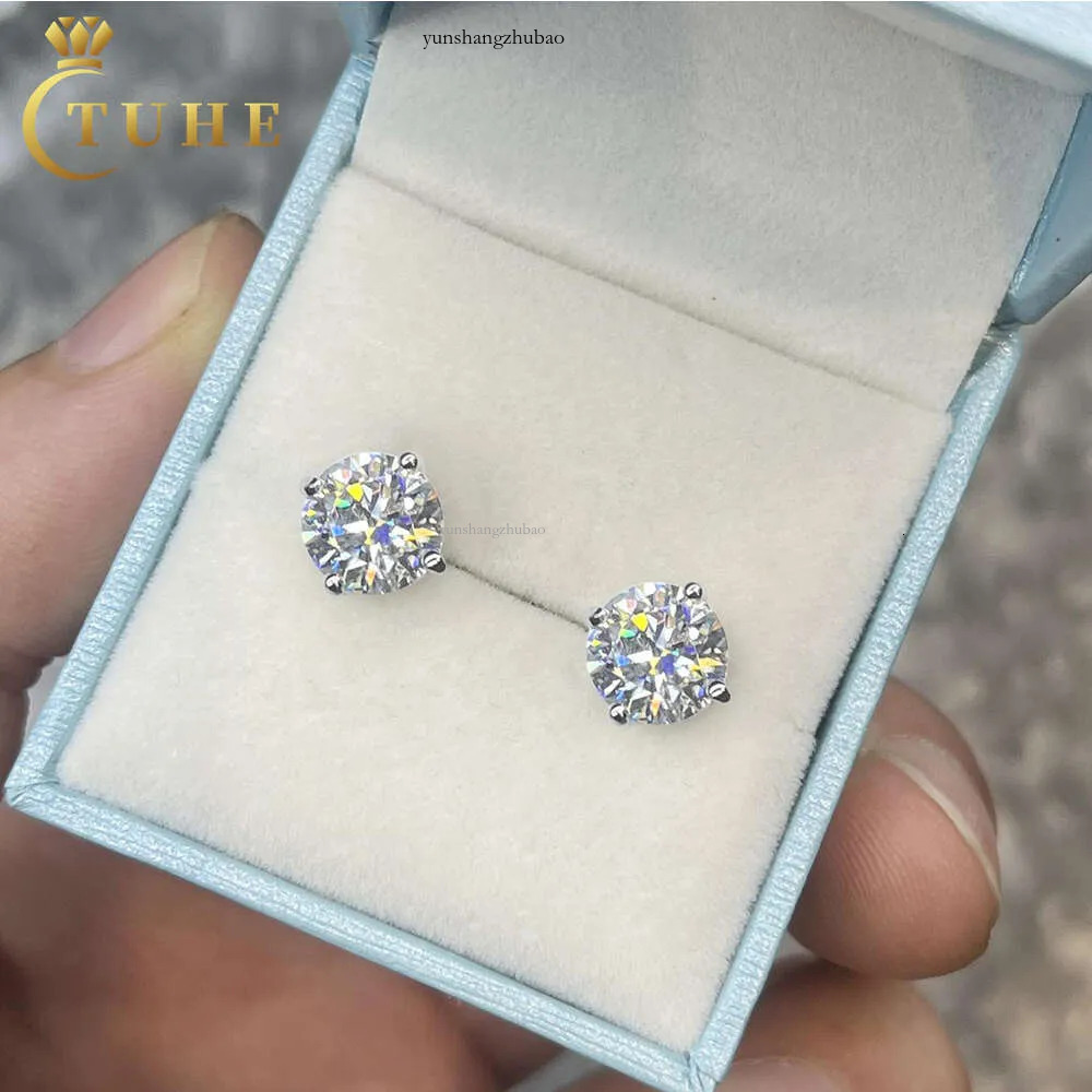 Pass Dia Tester 3-10mm Classic Moissanite Stud Earrings Sterg Sier Mossanite Fashion Screw Back Men Women
