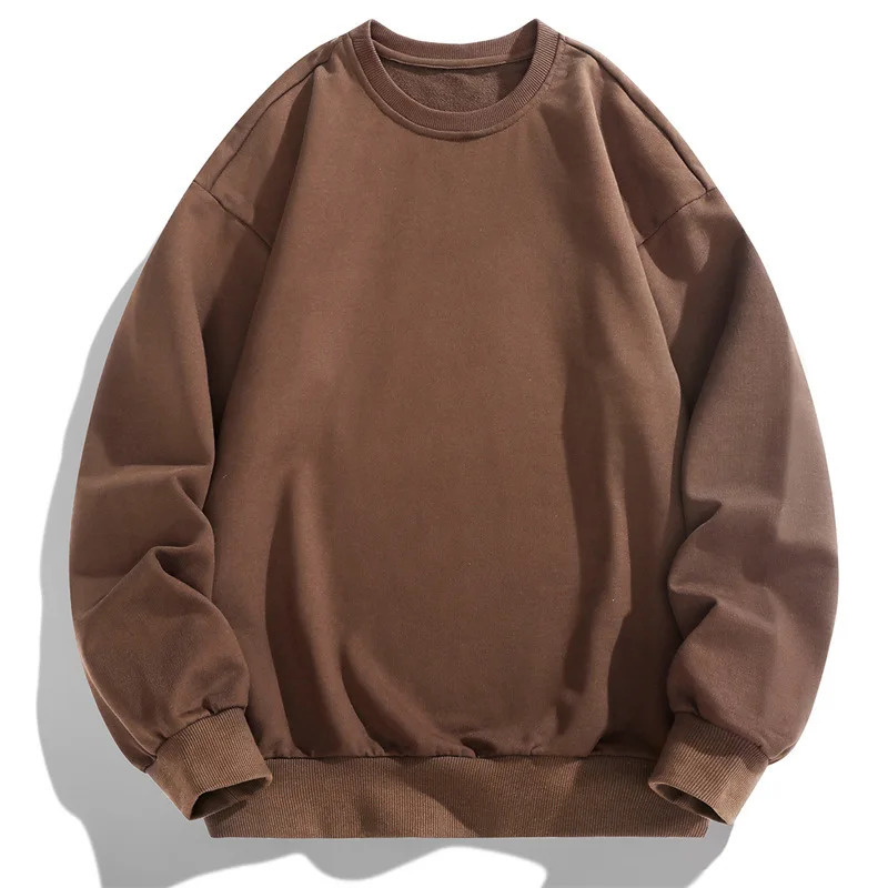2024 Spring/Summer Campus Solid Color Sports Shirt Mens Round Neck Pullover Sports Shirt Mens Long Sleeve T-shirt 241111