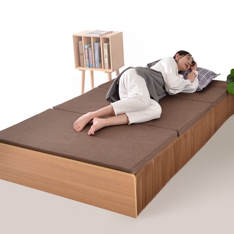 Multifunctional Kraft Paper Folding Bed 120x210cm for Invisible Office Lunch Break Bidden Bed with Thick Memory Foam Mattress
