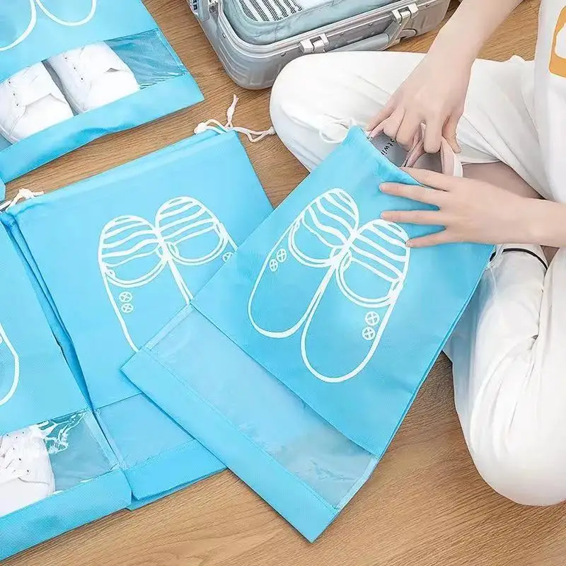 Draw String Bags Shoes Storage Bag Closet Organizer Non-woven Travel Portable Bag Waterproof Clothing Classified Hanging Pocket
