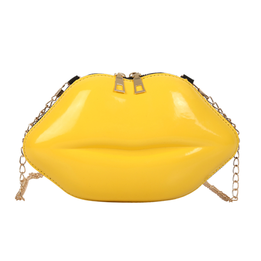 Stylish Lips Messenger Bag Women PVC Solid Shoulder Chain Crossbody Bags Girls Mini Zipper Evening Party Handbags